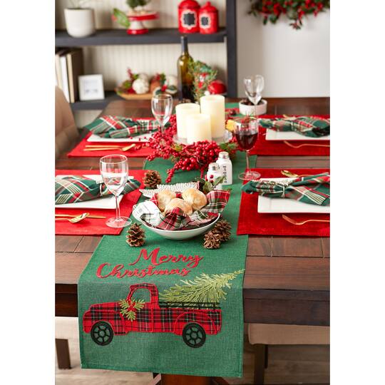 DII® 108" Merry Christmas Truck Embroidered Table Runner